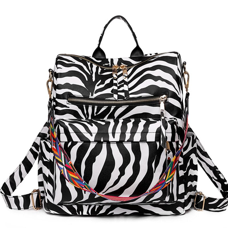 Eco-Leather Backpack with Ethnic Style Strap