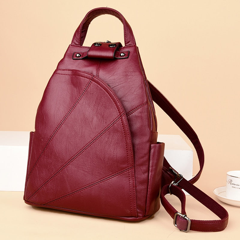 Compact Leather Travel Backpack