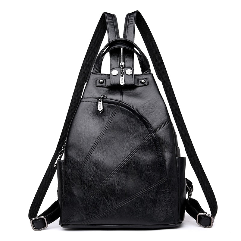 Compact Leather Travel Backpack