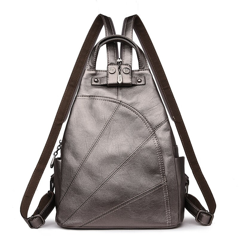 Compact Leather Travel Backpack