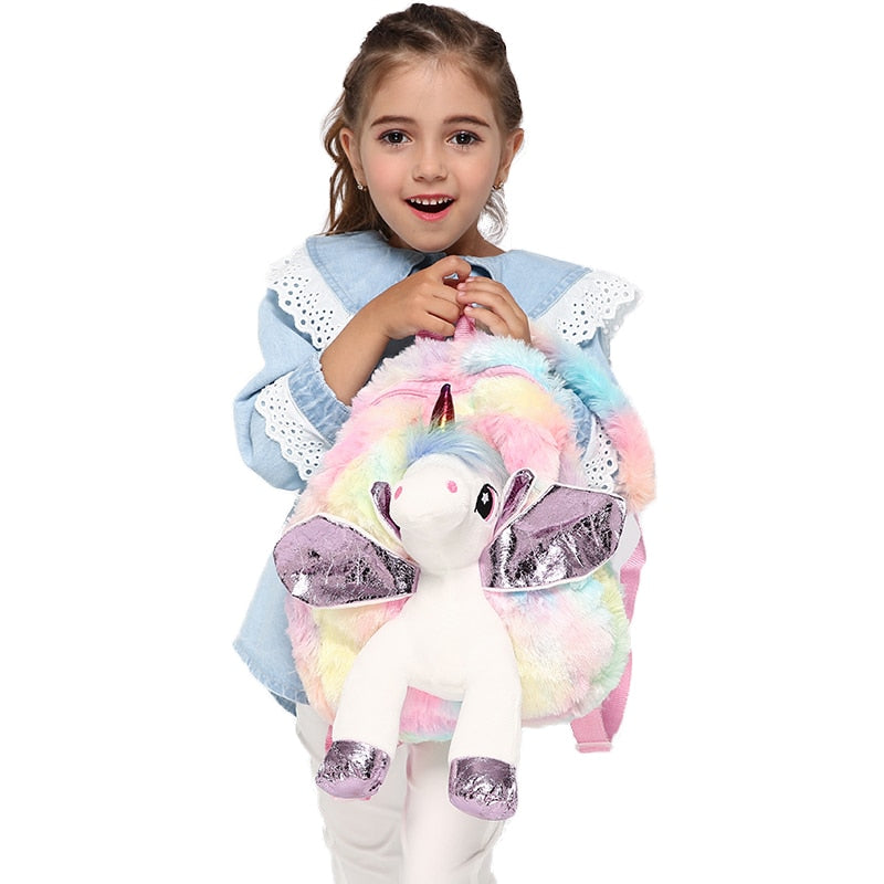 Cute Unicorn Shaped Plush Backpack