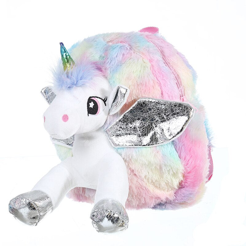 Cute Unicorn Shaped Plush Backpack