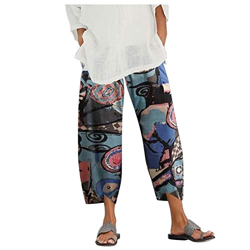 Palazzo Lounge Pants Wide Leg Printed Cropped Bottoms Baggy Trousers Sweatpants