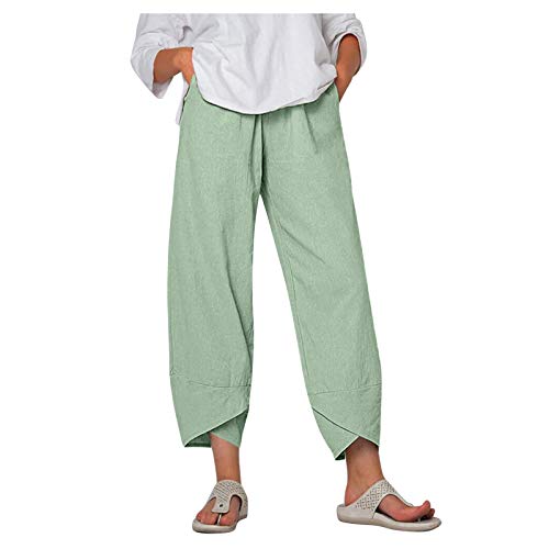 Capri Dandelion Pants for Summer Beach Elastic Waist Cropped Pants