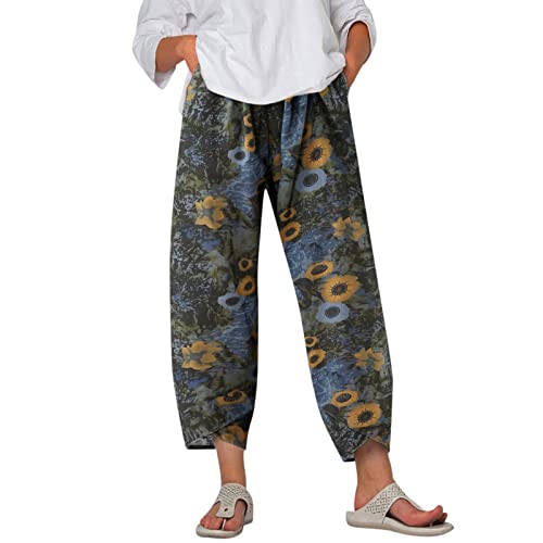 Palazzo Lounge Pants Wide Leg Printed Cropped Bottoms Baggy Trousers Sweatpants