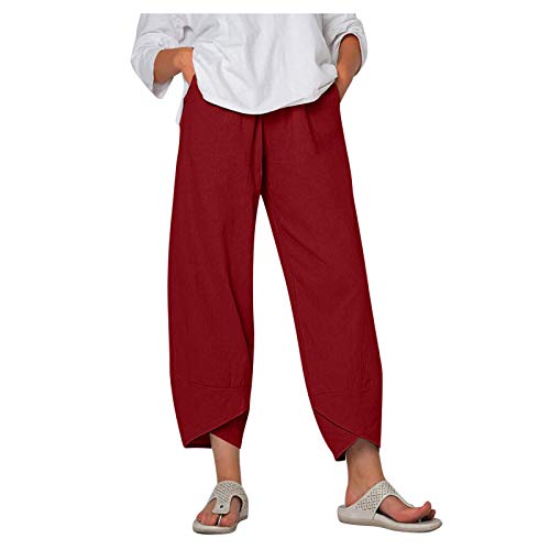 Capri Dandelion Pants for Summer Beach Elastic Waist Cropped Pants