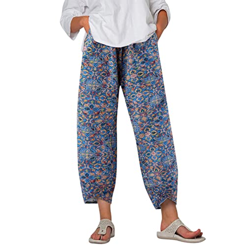 Palazzo Lounge Pants Wide Leg Printed Cropped Bottoms Baggy Trousers Sweatpants