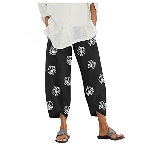 Palazzo Lounge Pants Wide Leg Printed Cropped Bottoms Baggy Trousers Sweatpants