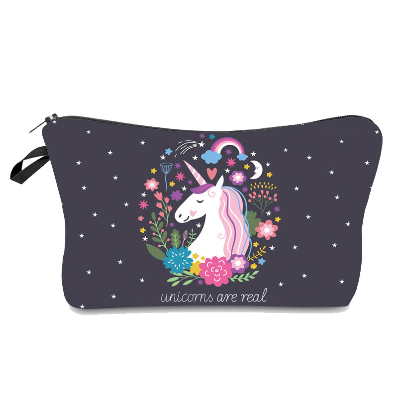 Unicorn Floral Printed Make-Up Cosmetic Bag