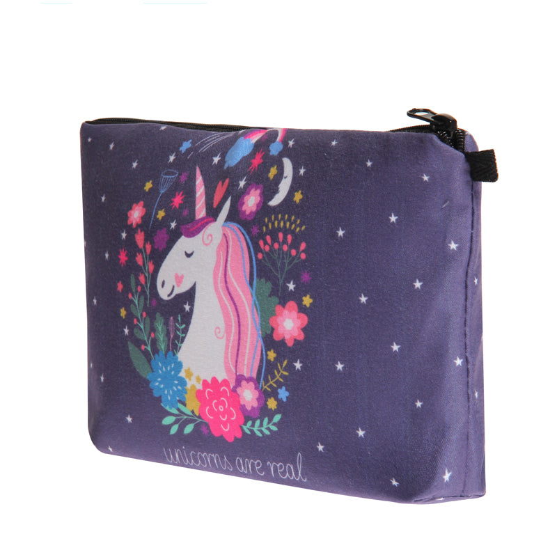 Unicorn Floral Printed Make-Up Cosmetic Bag