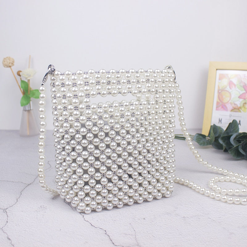 Handmade Crossbody Bag with Pearls