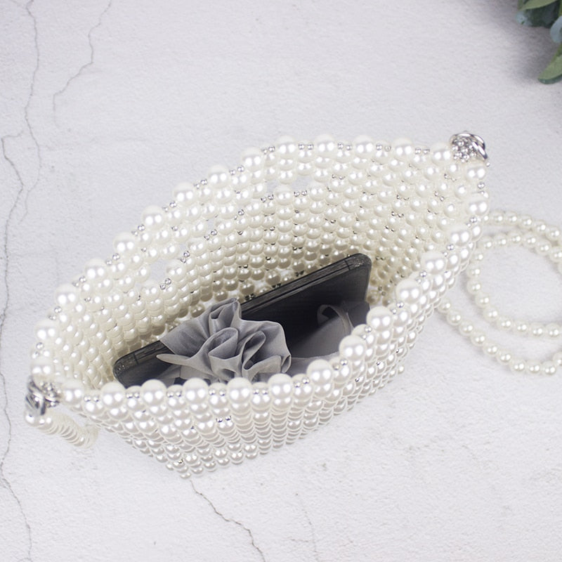 Handmade Crossbody Bag with Pearls