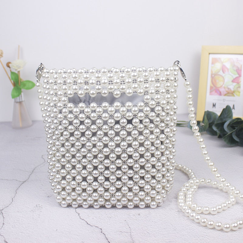 Handmade Crossbody Bag with Pearls