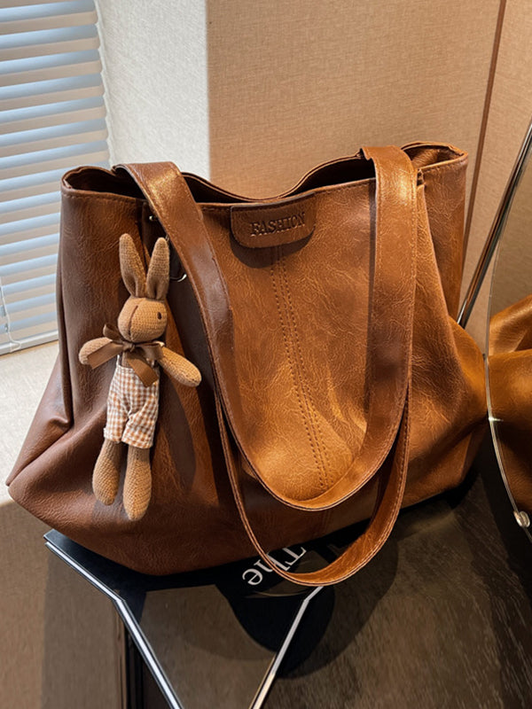 Solid Color Zipper Tote Bags Handbags