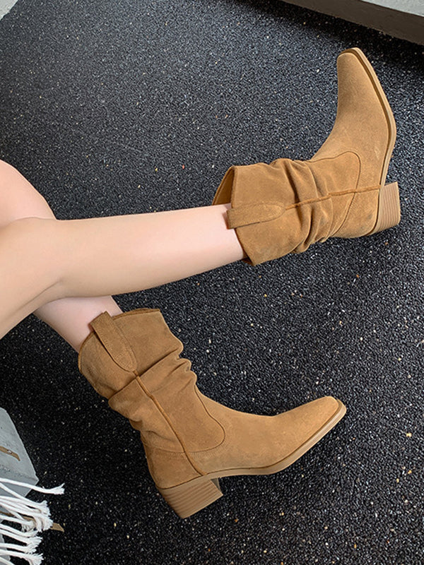 Pointed-Toe Split-Joint Pumps Boots