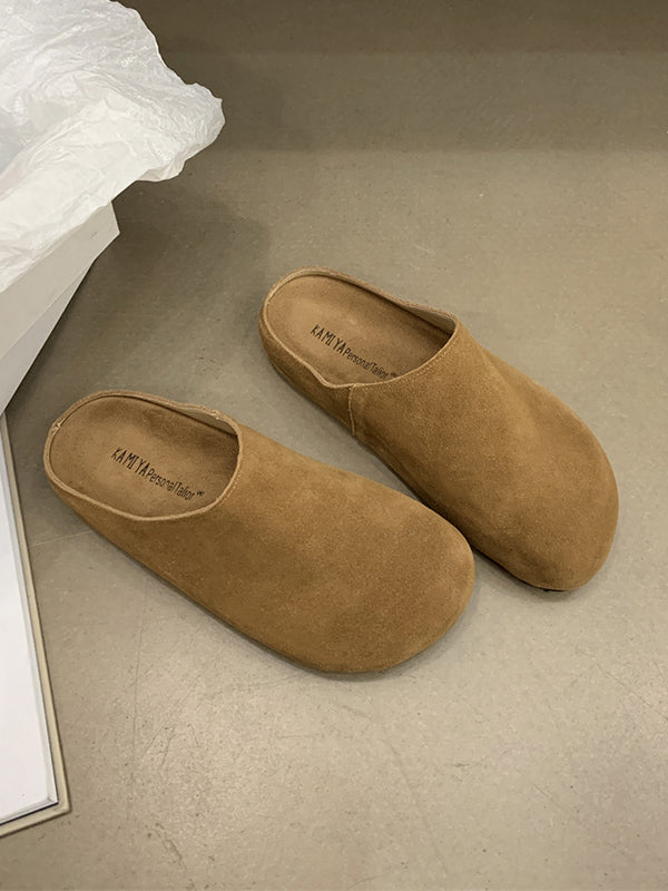 Round-Toe Split-Joint Slippers&Mules Flat Shoes