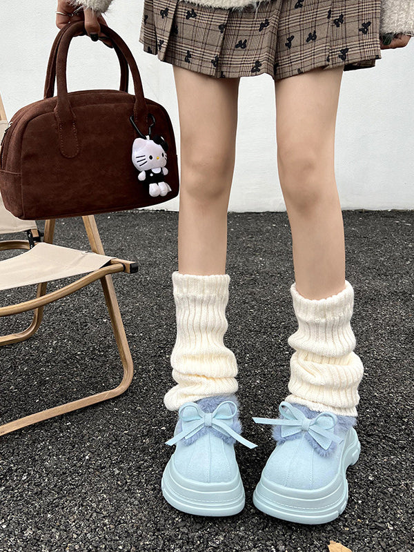 Bowknot Round-Toe Split-Joint Slippers&Mules Platform Shoes