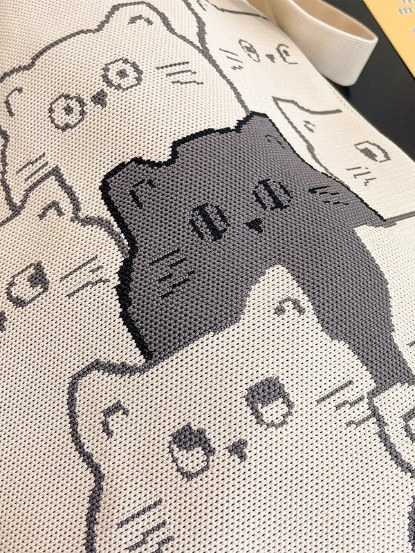 Contrast Color Split-Joint Woven Handbag Bags