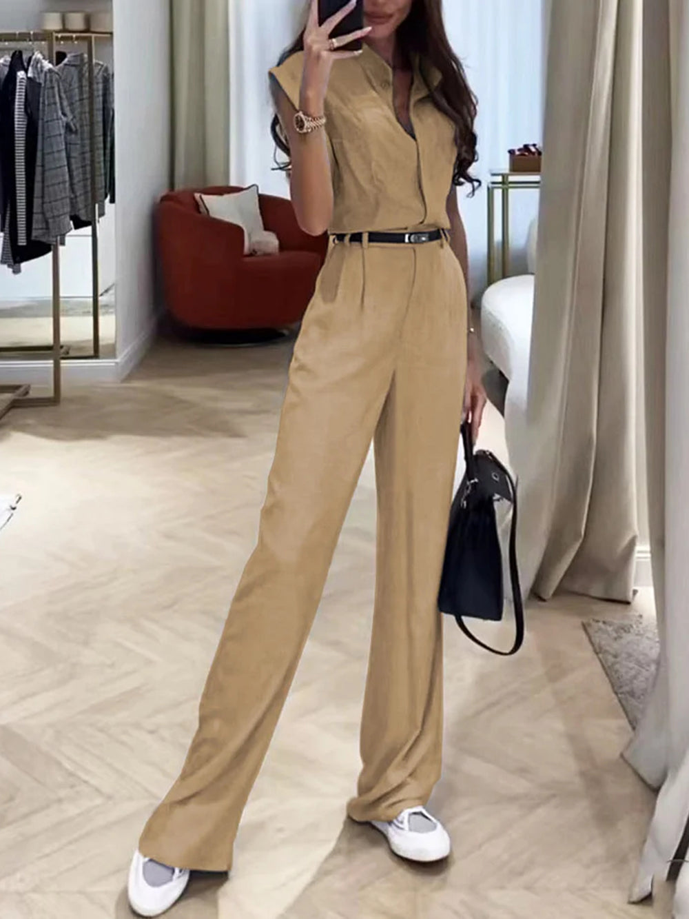 Granit Pintuck Trousers Wide-Leg Pant Set