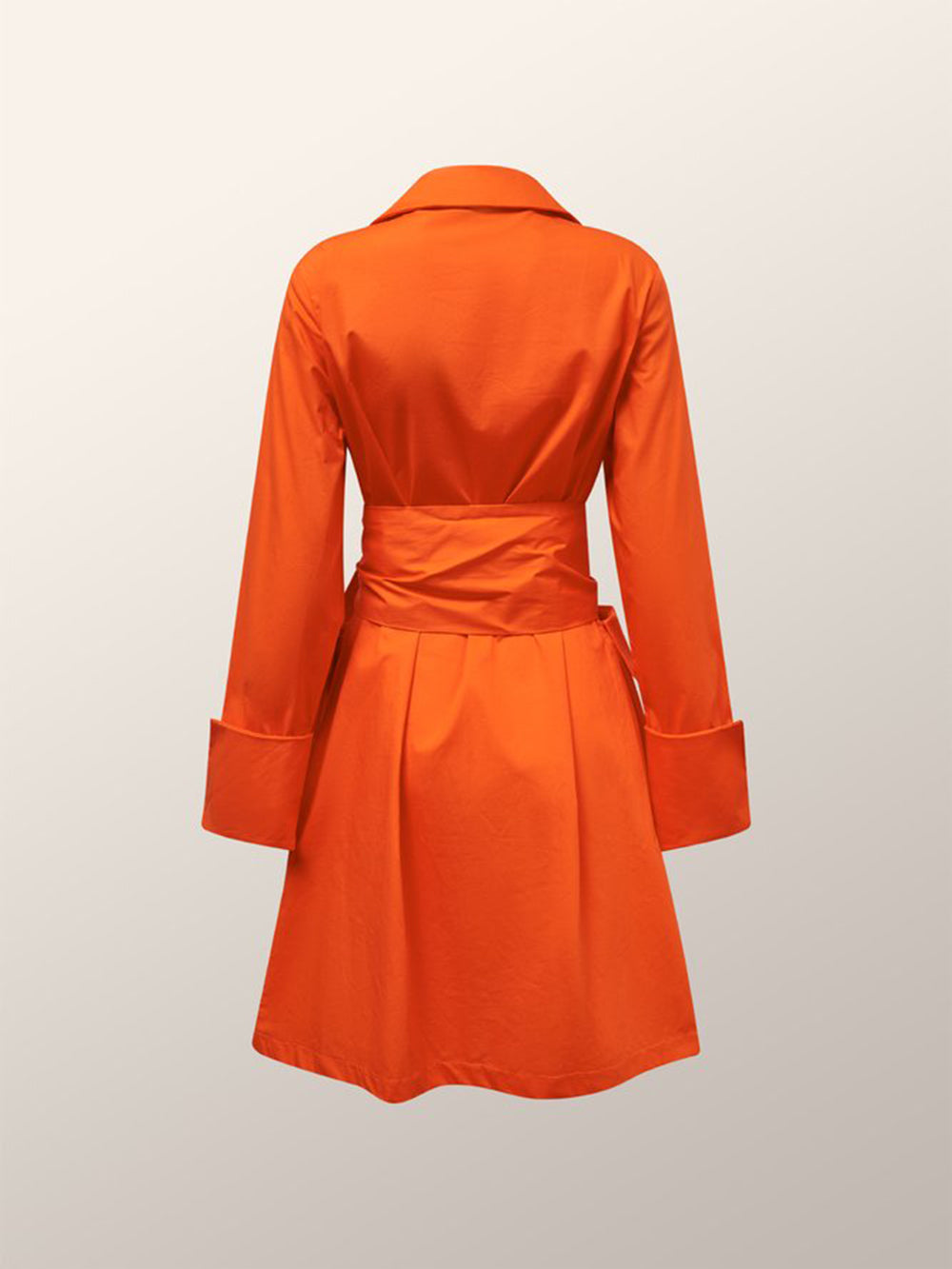 Orange Draped Cotton Wrap-Shirt Dress