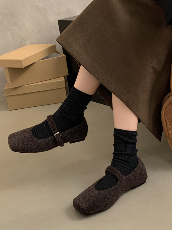 Hollow Shallow Cut Split-Joint Square-Toe Mary Janes Flat Shoes