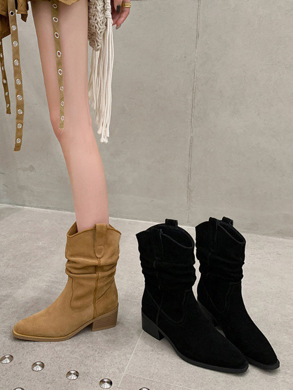 Pointed-Toe Split-Joint Pumps Boots