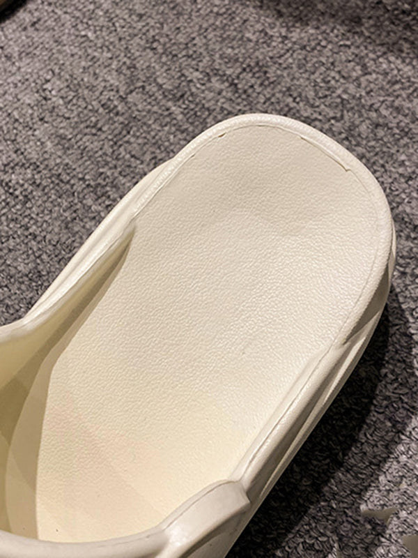 Hollow Round-Toe Solid Color Slippers Sandals