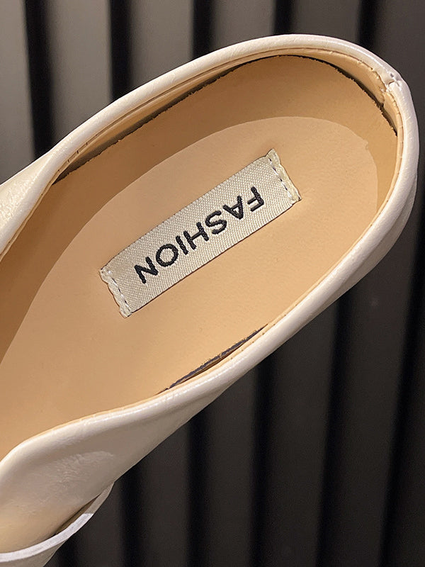 Contrast Color Shallow Cut Split-Joint Square-Toe Slippers&Mules Mary Janes Flats