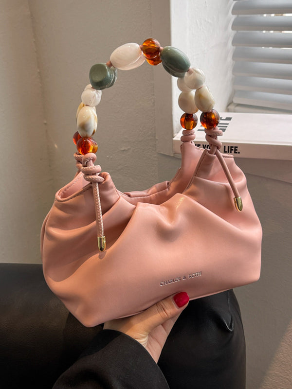 Beaded Pleated Split-Joint Handbags Shoulder Bags