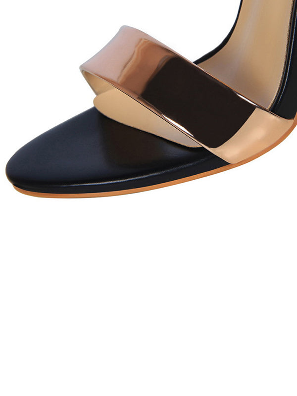Belt Buckle Open Toe Shiny Split-Joint Sandals Pumps Sandals