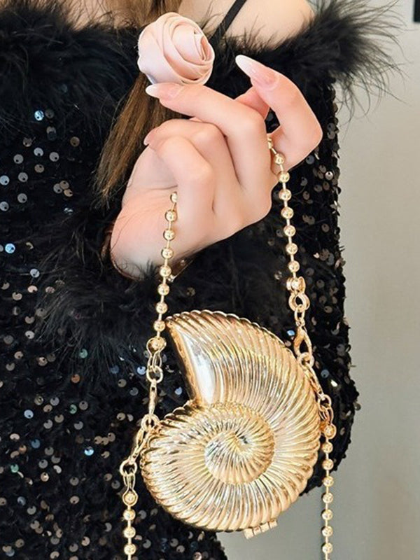 Chains Geometric Solid Color Satchels Crossbody Bags