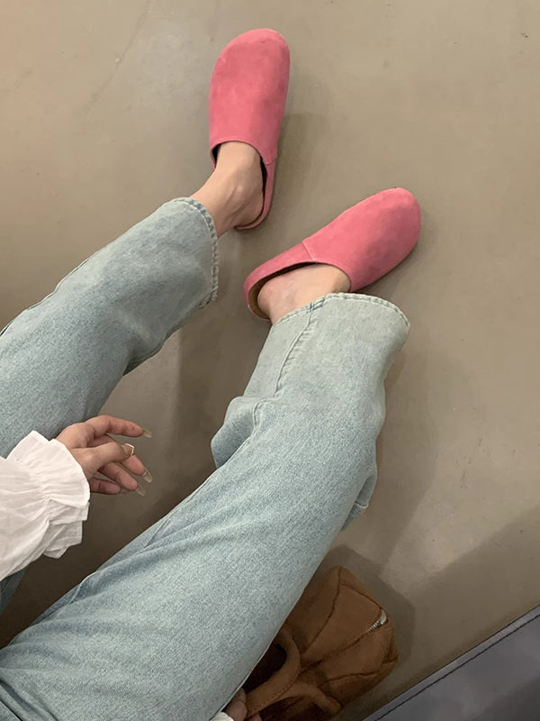 Round-Toe Split-Joint Slippers&Mules Flat Shoes