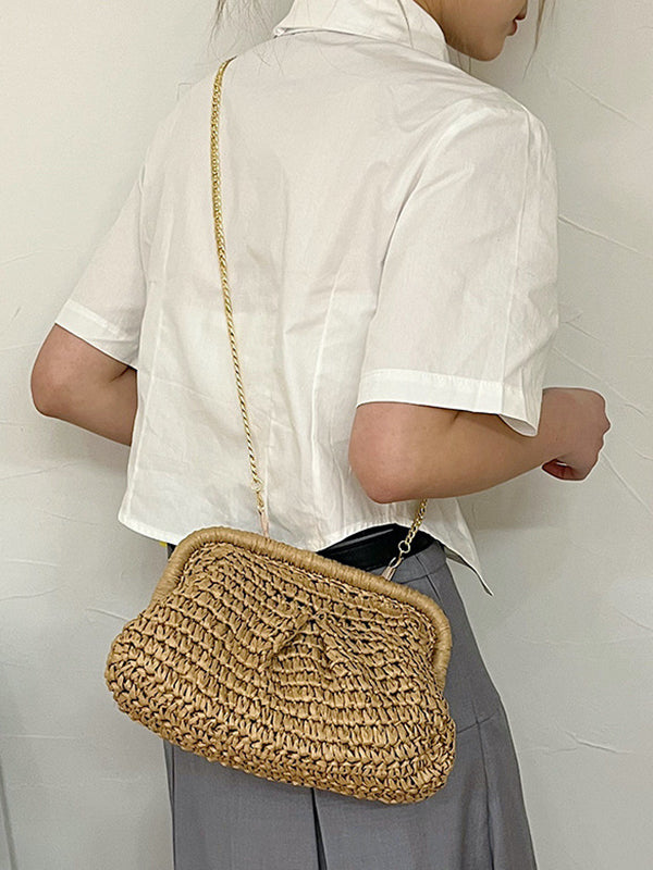 Chains Solid Color Satchels Crossbody Bags