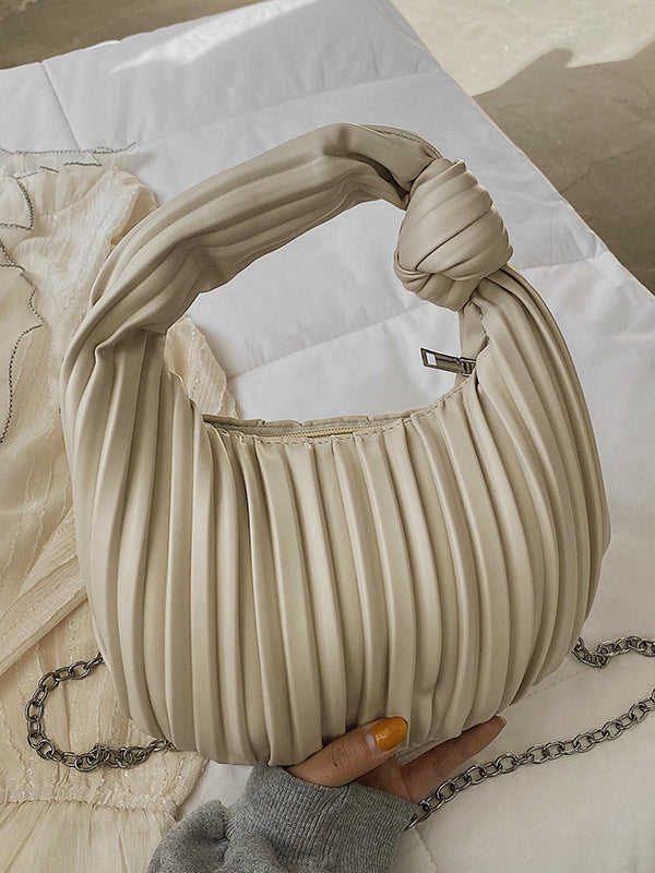 Pleated Split-Joint Zipper Shoulder Bags Handbags Bags Accessories