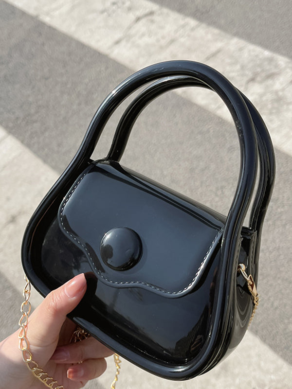 Chains Solid Color Satchels Crossbody Bags
