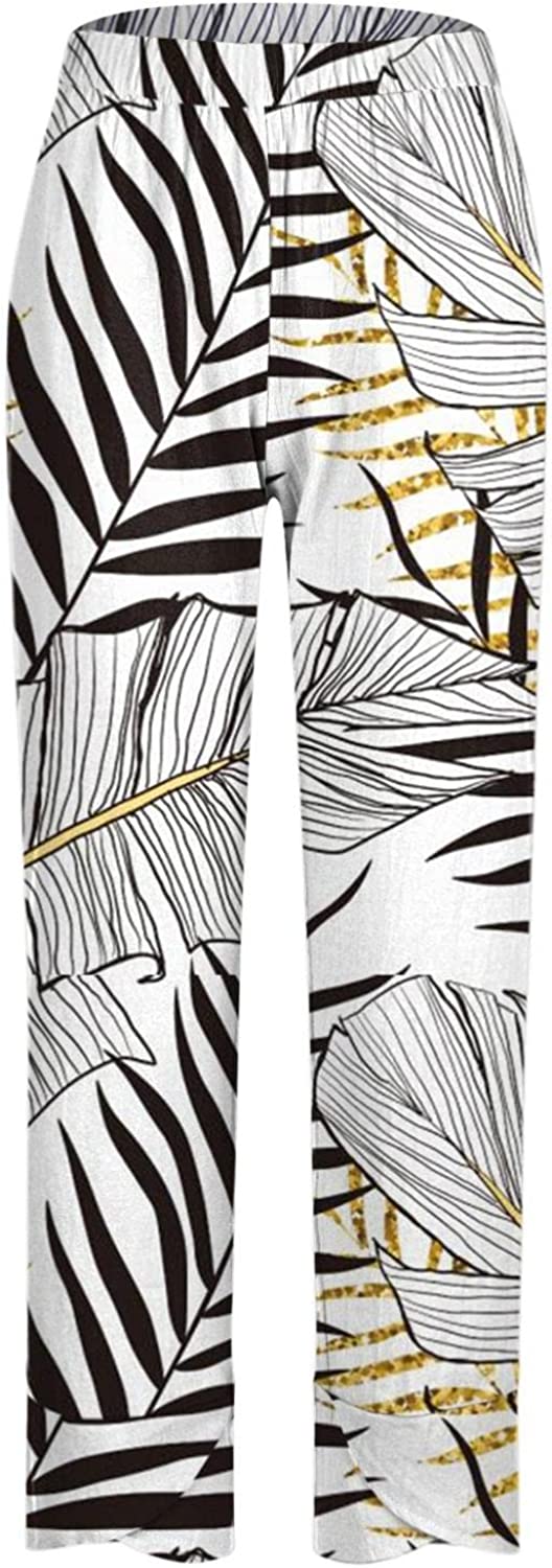 Palazzo Lounge Pants Wide Leg Printed Cropped Bottoms Baggy Trousers Sweatpants