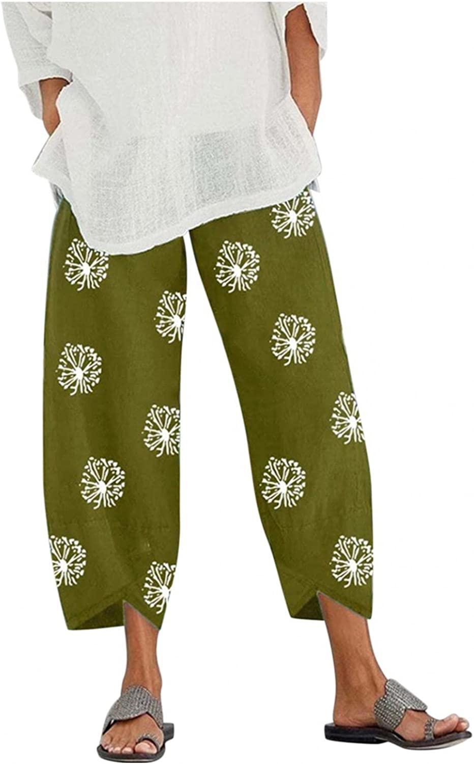 Palazzo Lounge Pants Wide Leg Printed Cropped Bottoms Baggy Trousers Sweatpants