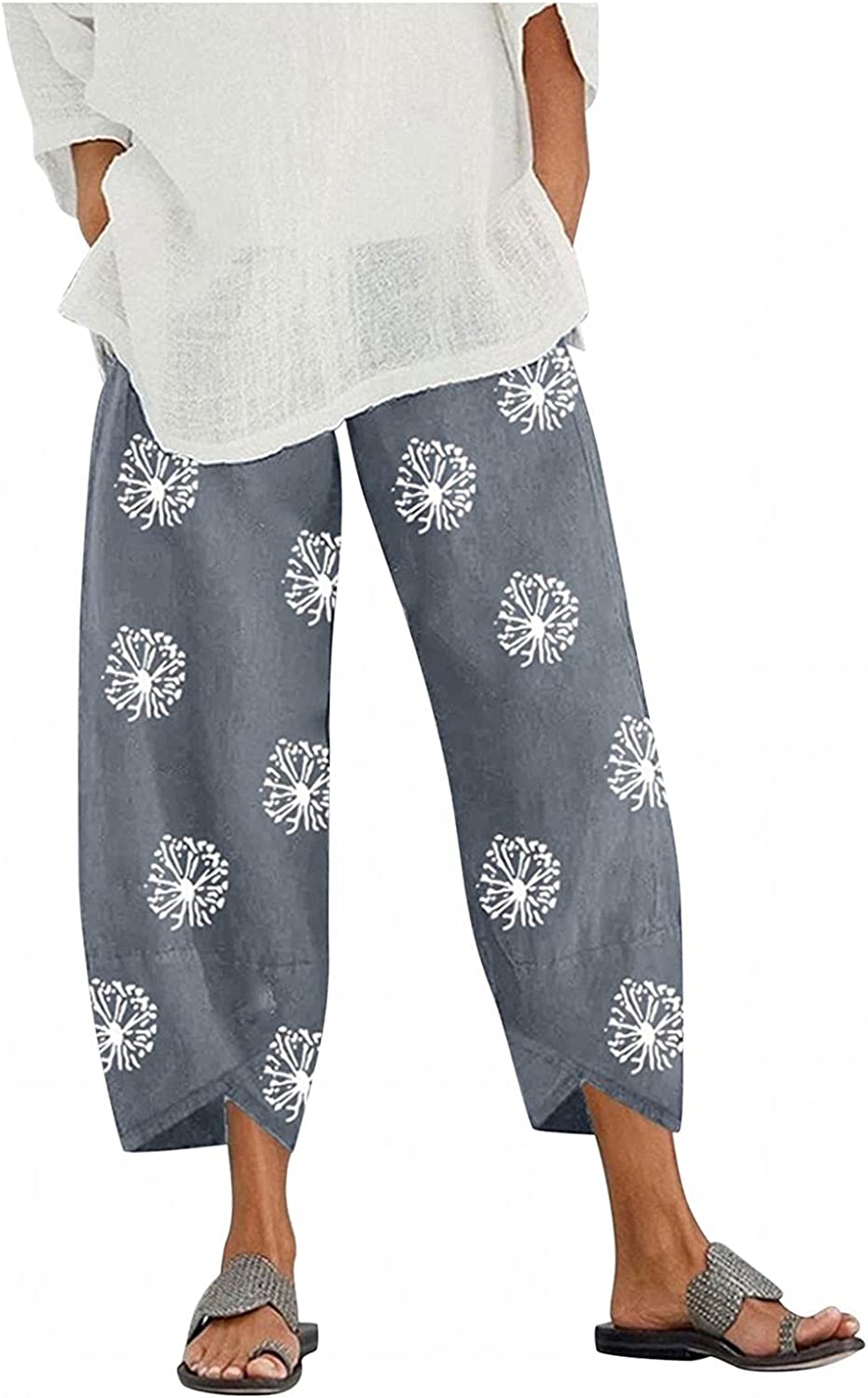 Palazzo Lounge Pants Wide Leg Printed Cropped Bottoms Baggy Trousers Sweatpants