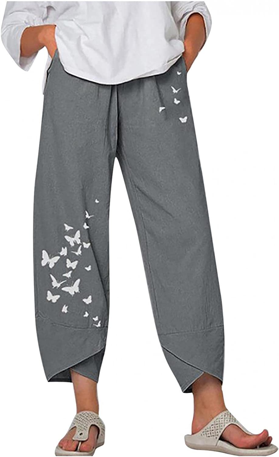 Palazzo Lounge Pants Wide Leg Printed Cropped Bottoms Baggy Trousers Sweatpants
