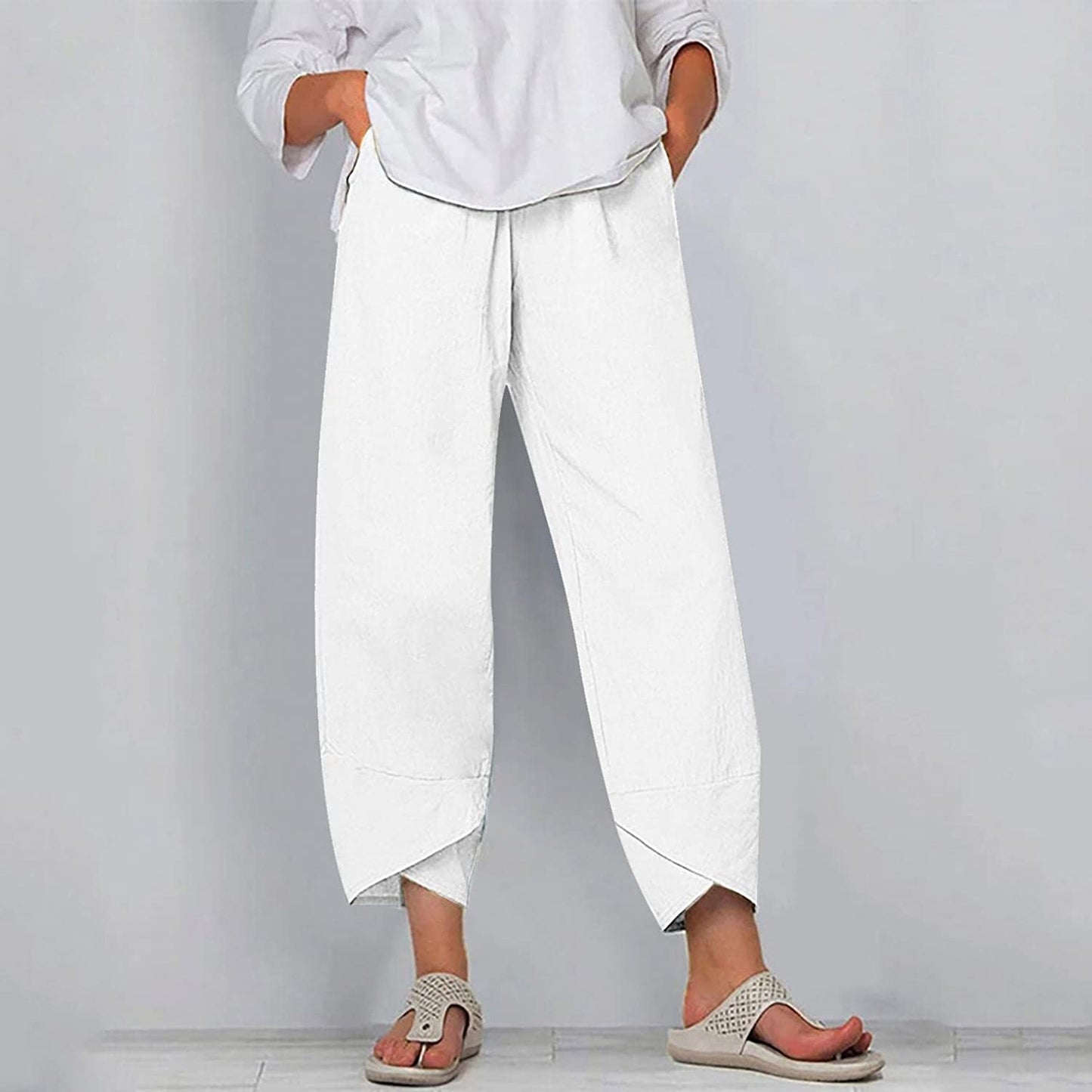 Palazzo Lounge Pants Wide Leg Printed Cropped Bottoms Baggy Trousers Sweatpants