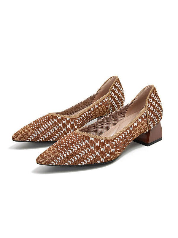 Houndstooth Pointed-Toe Pumps Shoes