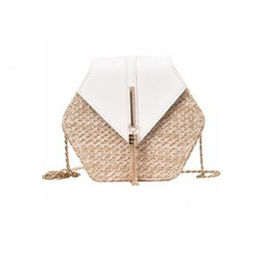 Hexagon Shaped Straw Shoulder Bag