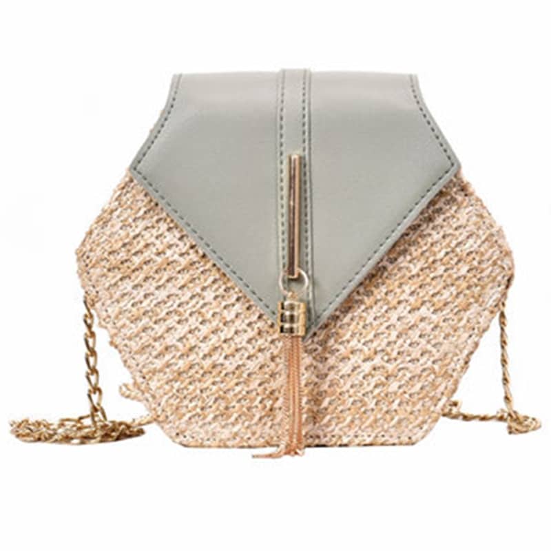 Hexagon Shaped Straw Shoulder Bag