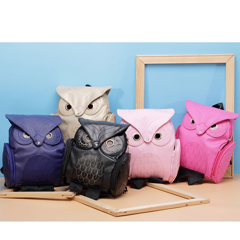 Fashion Owl Printed PU Leather Backpack