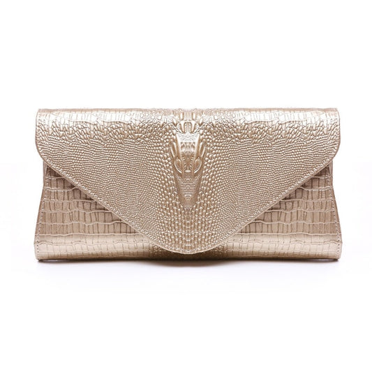 Crocodile Patterned Cow Leather Clutch Bag