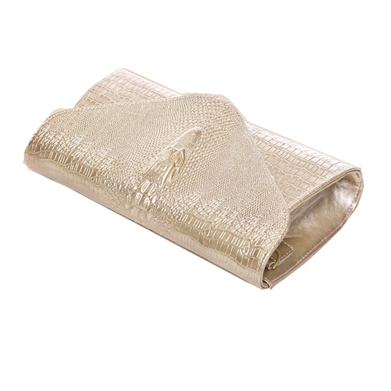 Crocodile Patterned Cow Leather Clutch Bag