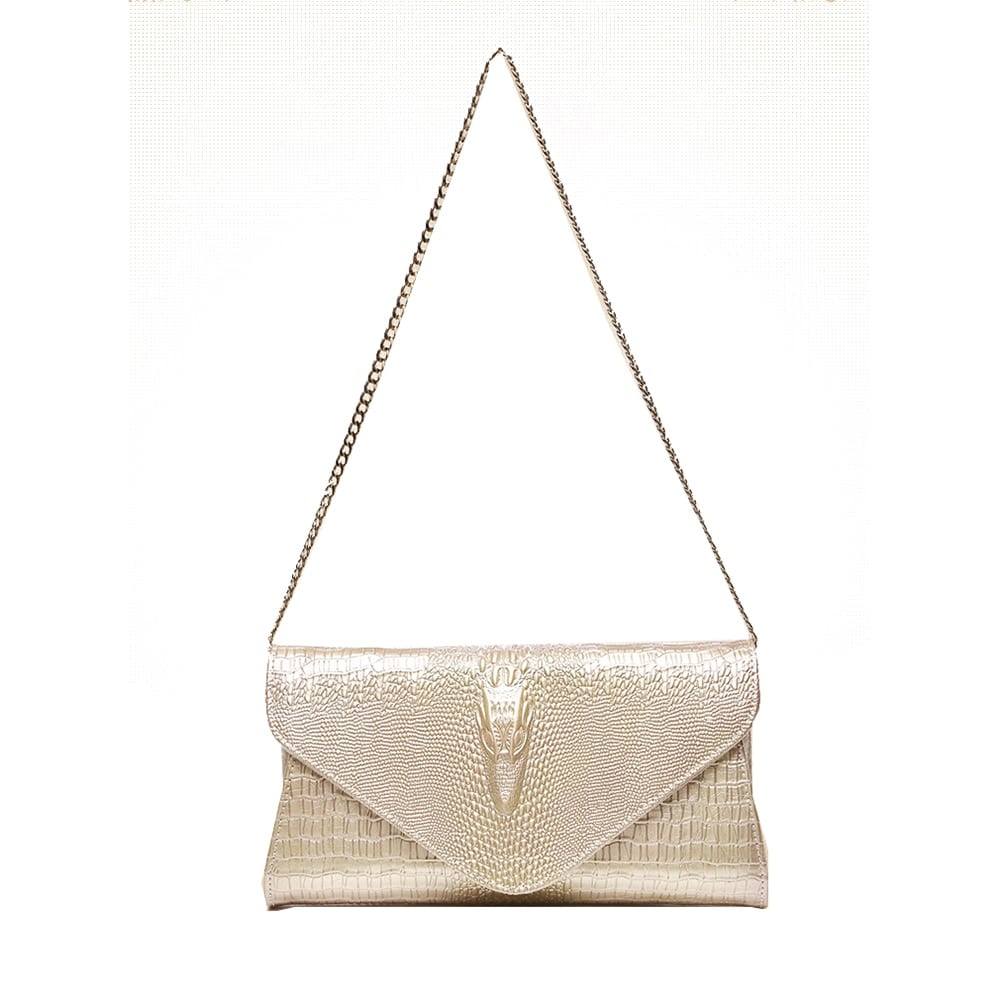 Crocodile Patterned Cow Leather Clutch Bag