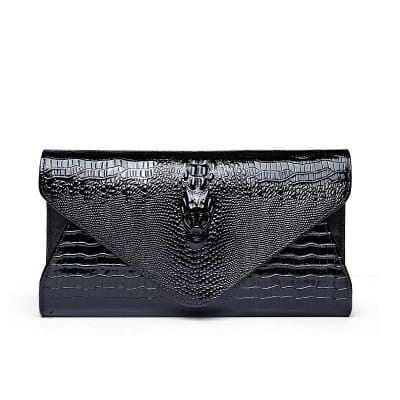Crocodile Patterned Cow Leather Clutch Bag
