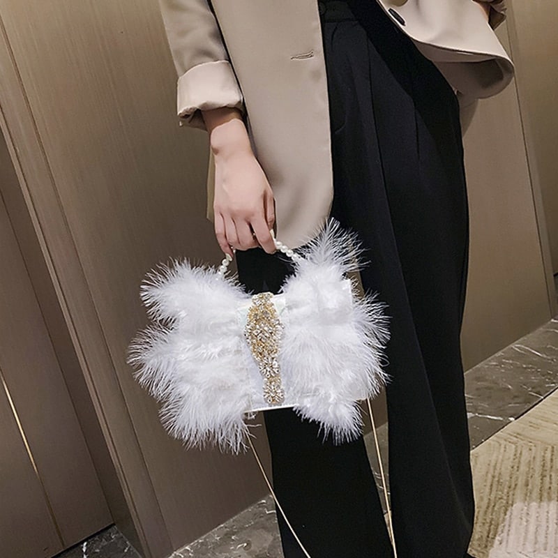 Fur and Pearls Mini Evening Bag