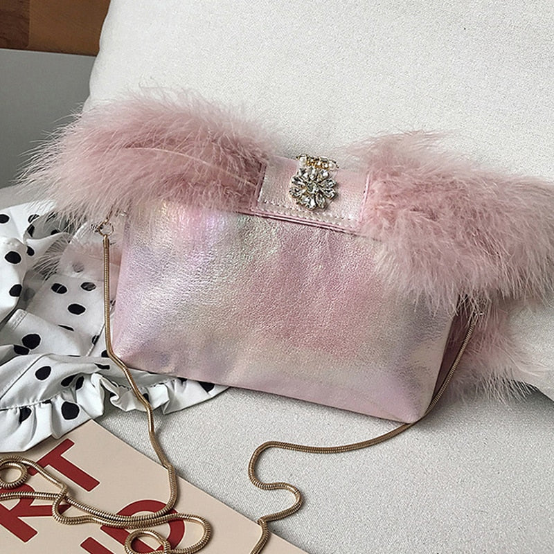 Fur and Pearls Mini Evening Bag